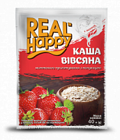 "Real HAPPY" Каша скор. приготовления овсяная с клубникой, 40г (4820149161426)